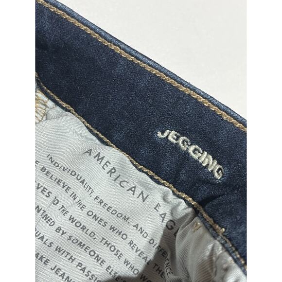 American Eagle Skinny Jegging Jeans Womens 26 Dark Wash Denim Ripped Stretch - Picture 9 of 11